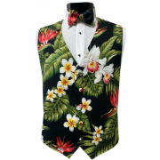 Hawaiian Red Bird of Paradise Tuxedo Vest and Bow Tie Set Hawaiian Red Bird of Paradise Tuxedo Vest and Bow Tie Set